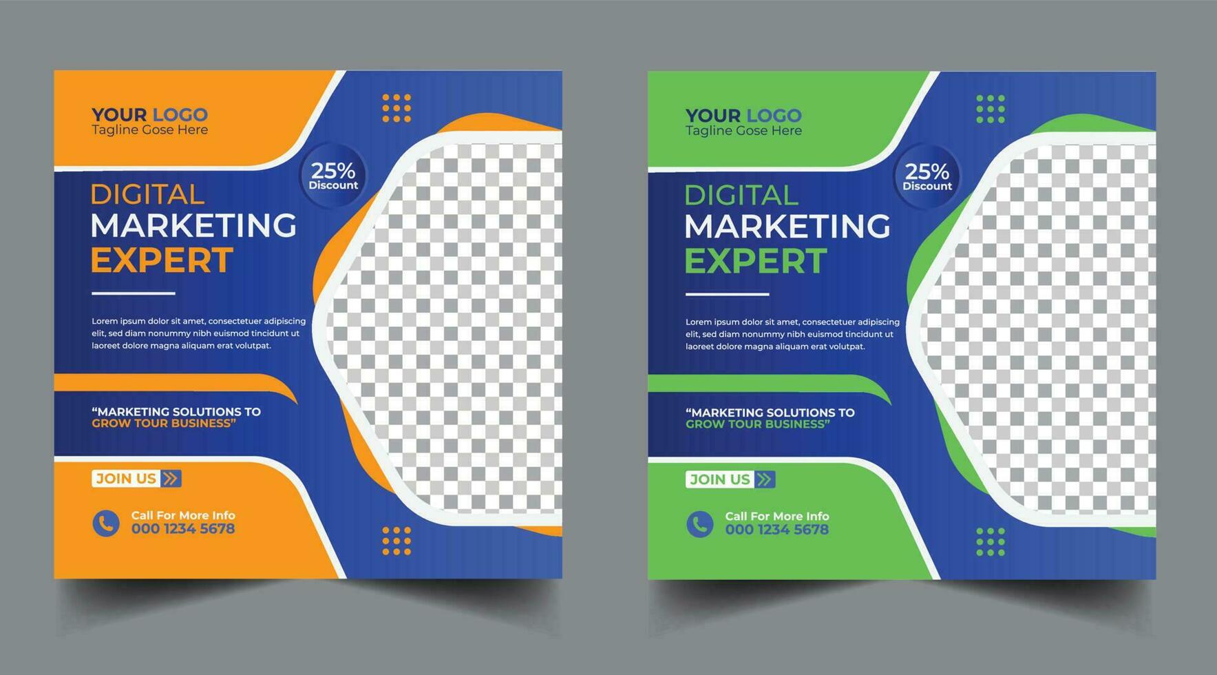 Digital marketing banner design template. Digital business marketing social media post template. Social media banner design template. Social media post design. Social media bundle design vector