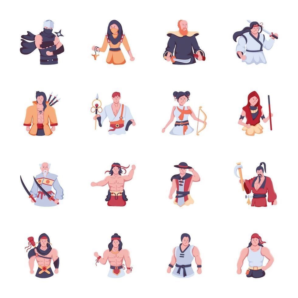 Trendy Set of Ancient Warriors Flat Icons vector