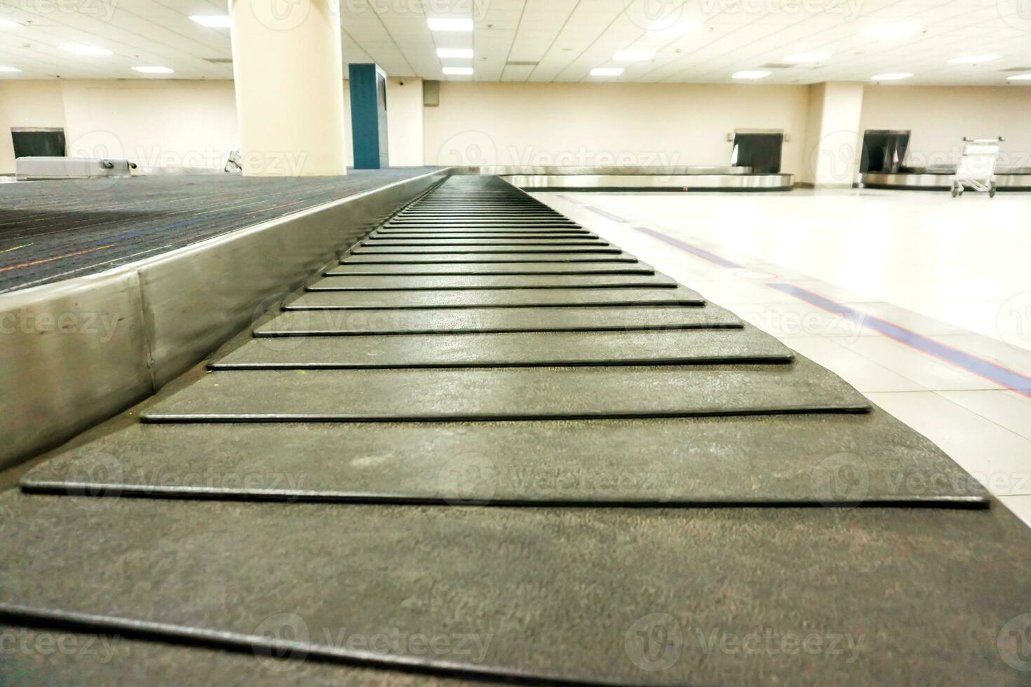 Luggage conveyor in the airport. photo