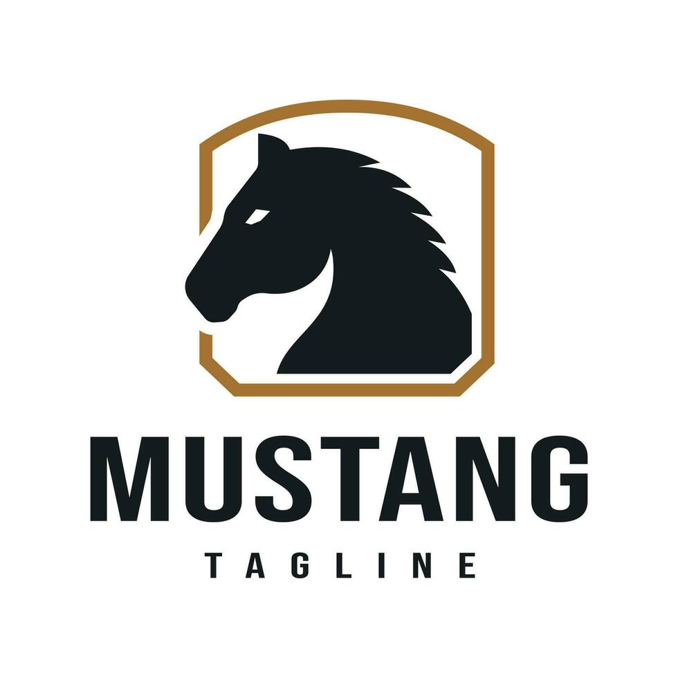 Shield horse head silhouette. Horse inspiration logo design template
