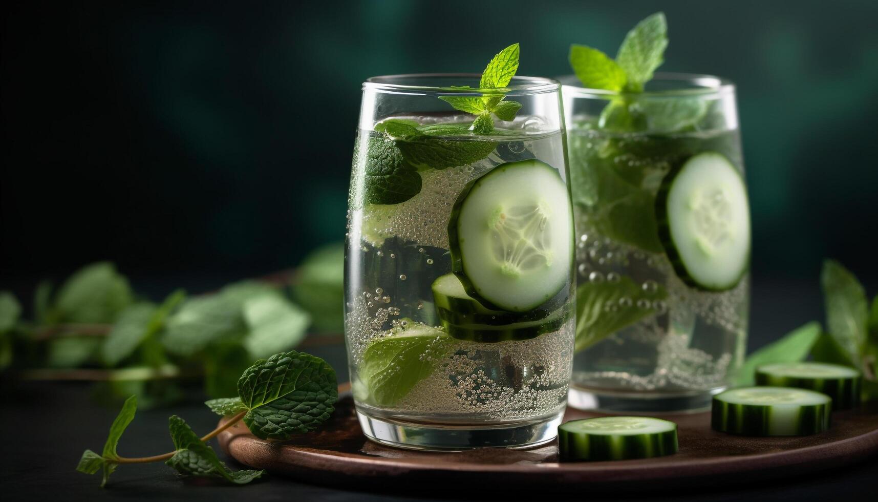 Fresco mojito cóctel con menta, Lima, y hielo generado por ai foto