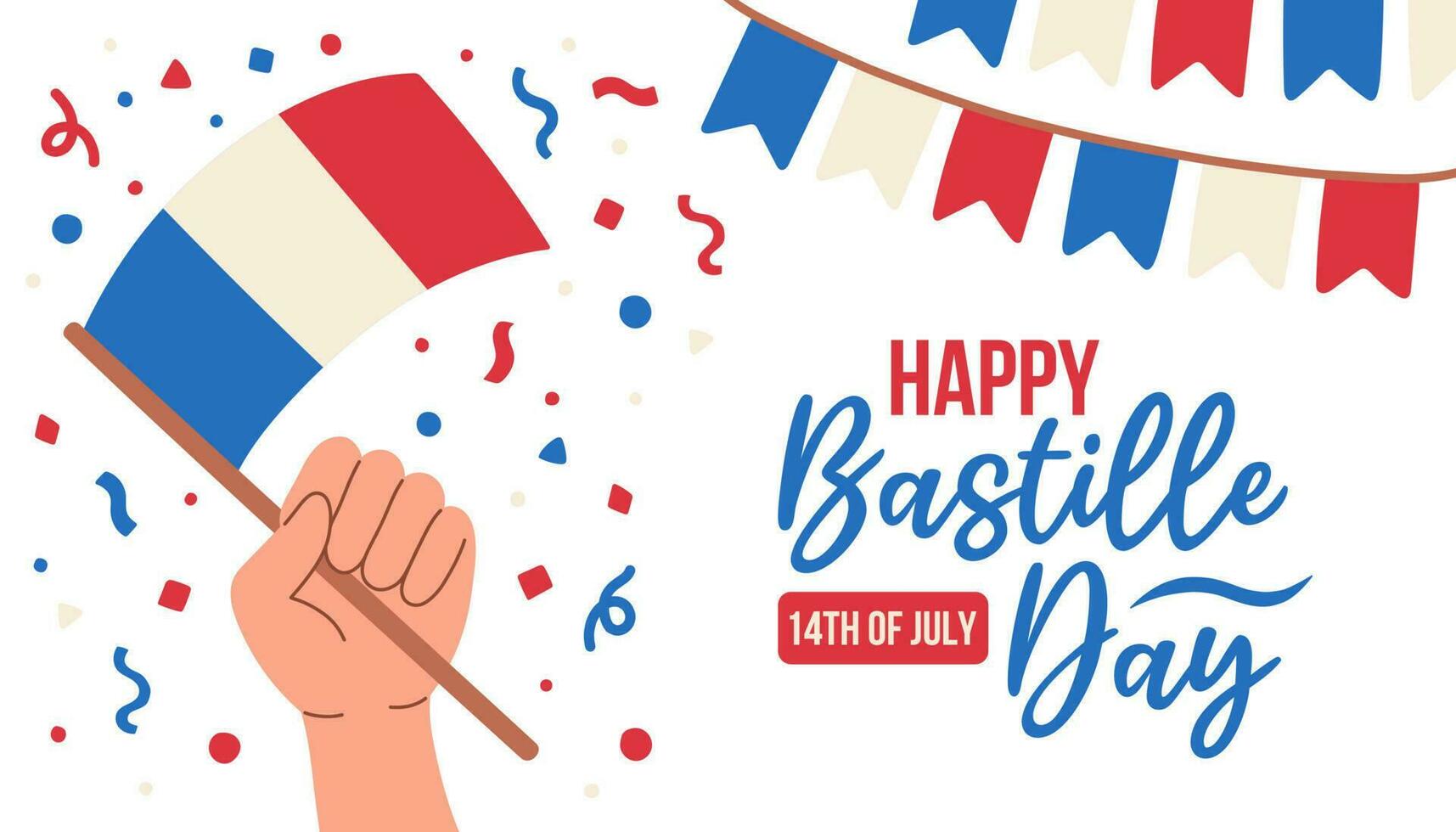 Happy Bastille Day. Vector illustration isolated on white background. French National Day poster and concept design. Vector illustration