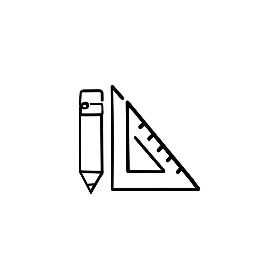 Ruler and Pencil Line Style Icon Design vector