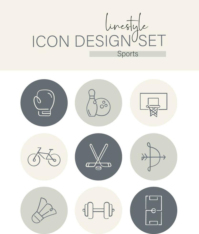 estilo de línea icono diseño conjunto Deportes vector