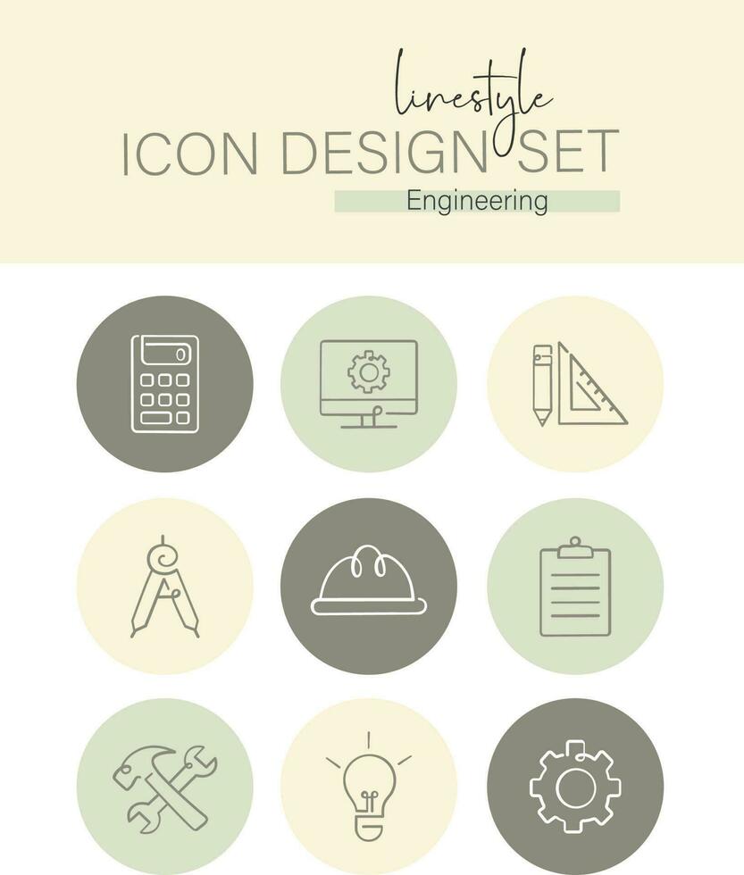 estilo de línea icono diseño conjunto Ingenieria vector