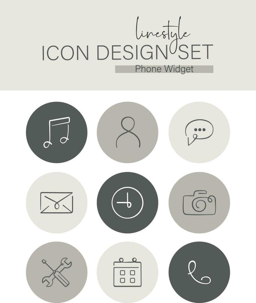 estilo de línea icono diseño conjunto teléfono widget vector