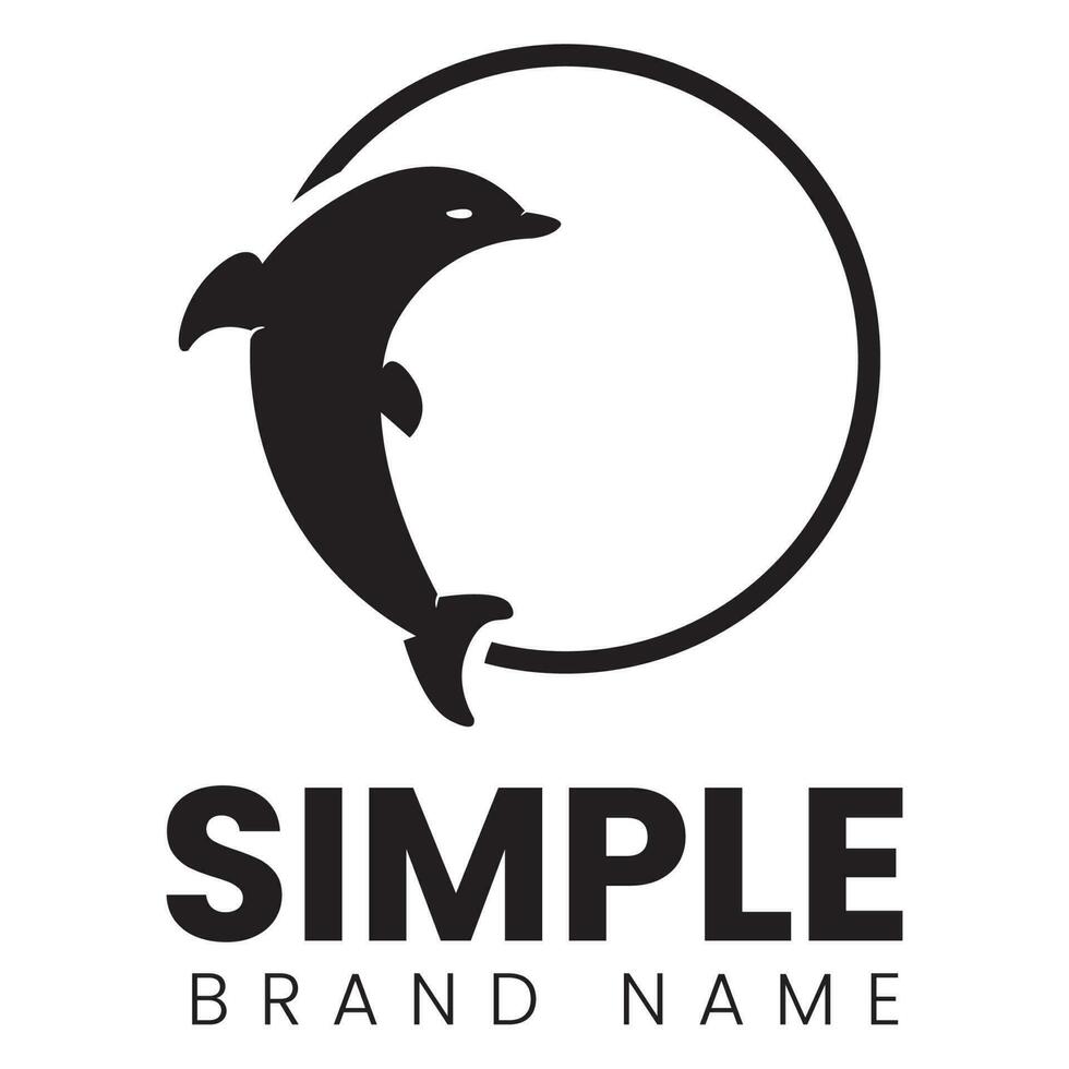 Logo design template, with a dolphin icon in a black circle vector