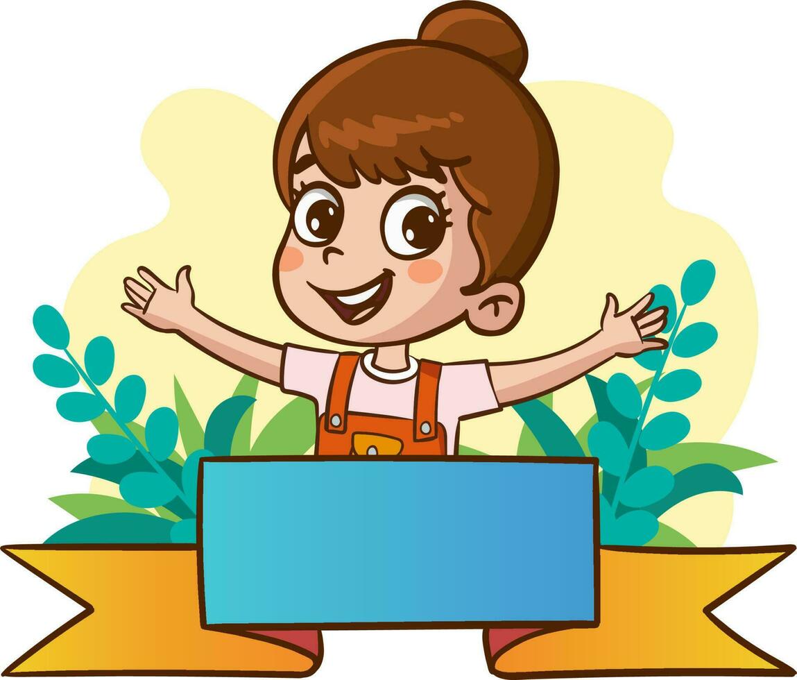 cute little kids with a banner vector