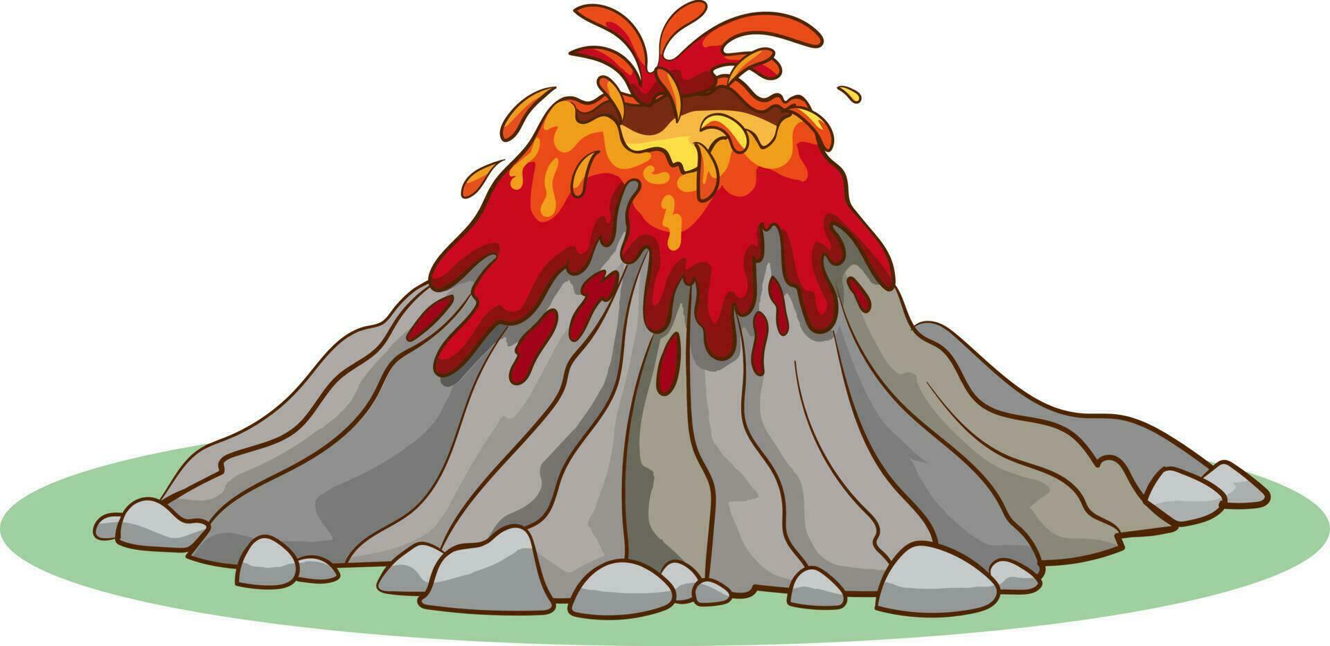 volcán erupción con caliente lava ilustración vector