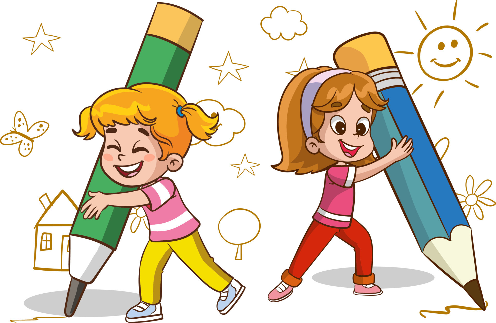 kids big pencil drawing vector illustration 24644110 Vector Art at Vecteezy