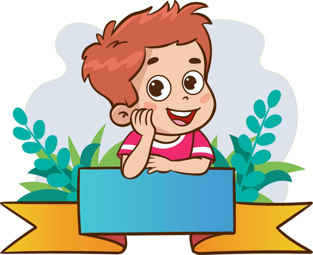 cute little kids with a banner vector