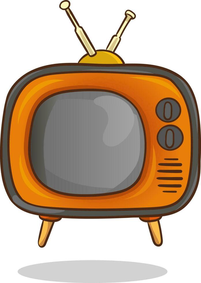 vector ilustración. término análogo retro televisión con antena y naranja el plastico cuerpo. televisión caja para Noticias y espectáculo traducción. acortar Arte con contorno para gráfico diseño. aislado en blanco antecedentes