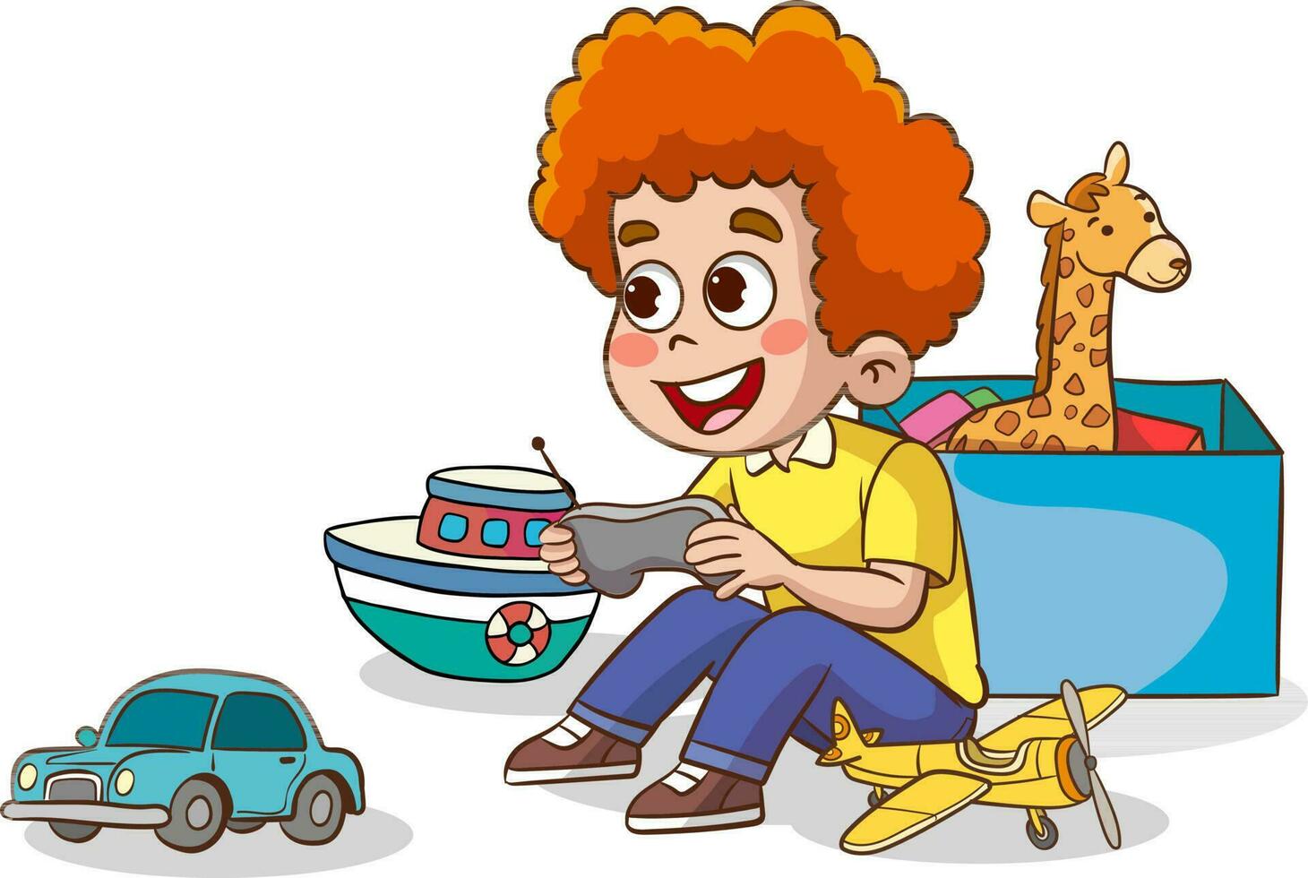 cute little kids playing with toys together cartoon vector