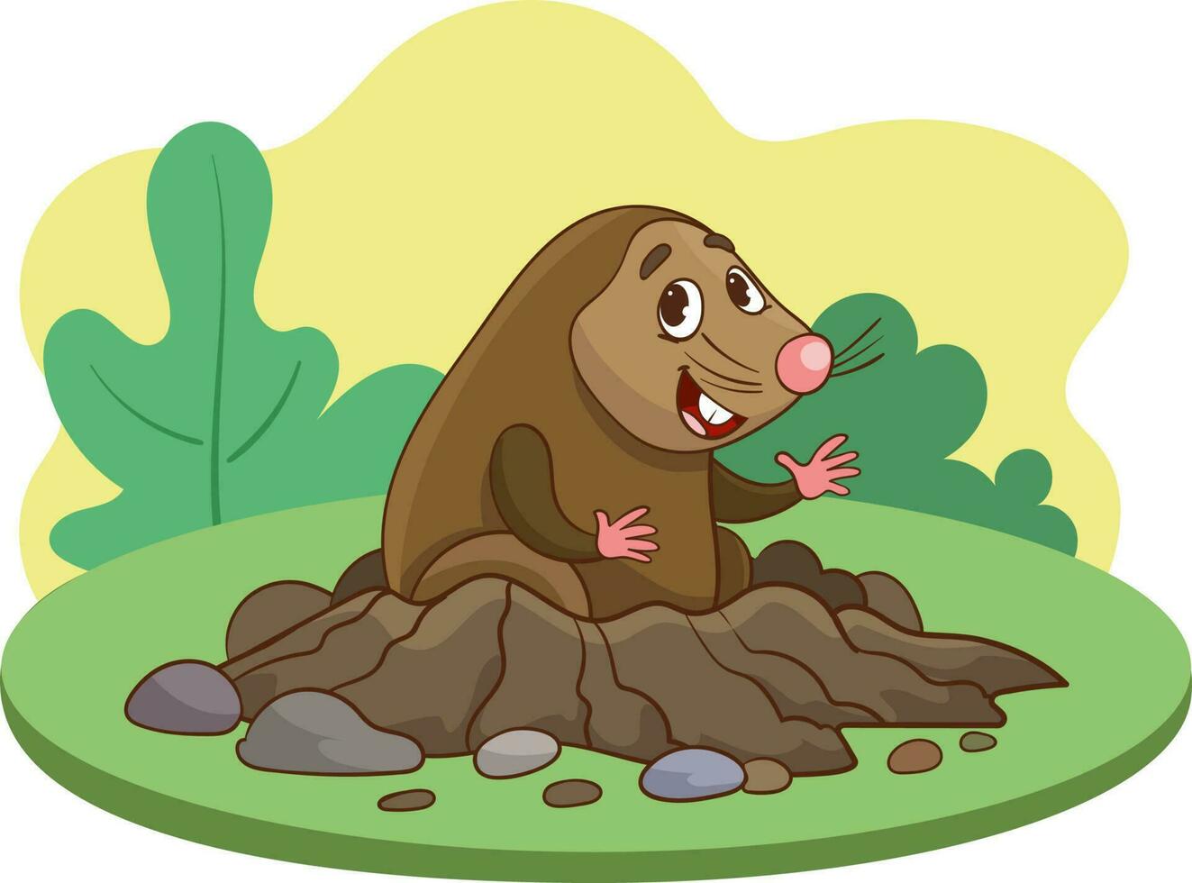 Funny Mole as Forest Animal Peeping Out from Earth Hole Vector Illustration