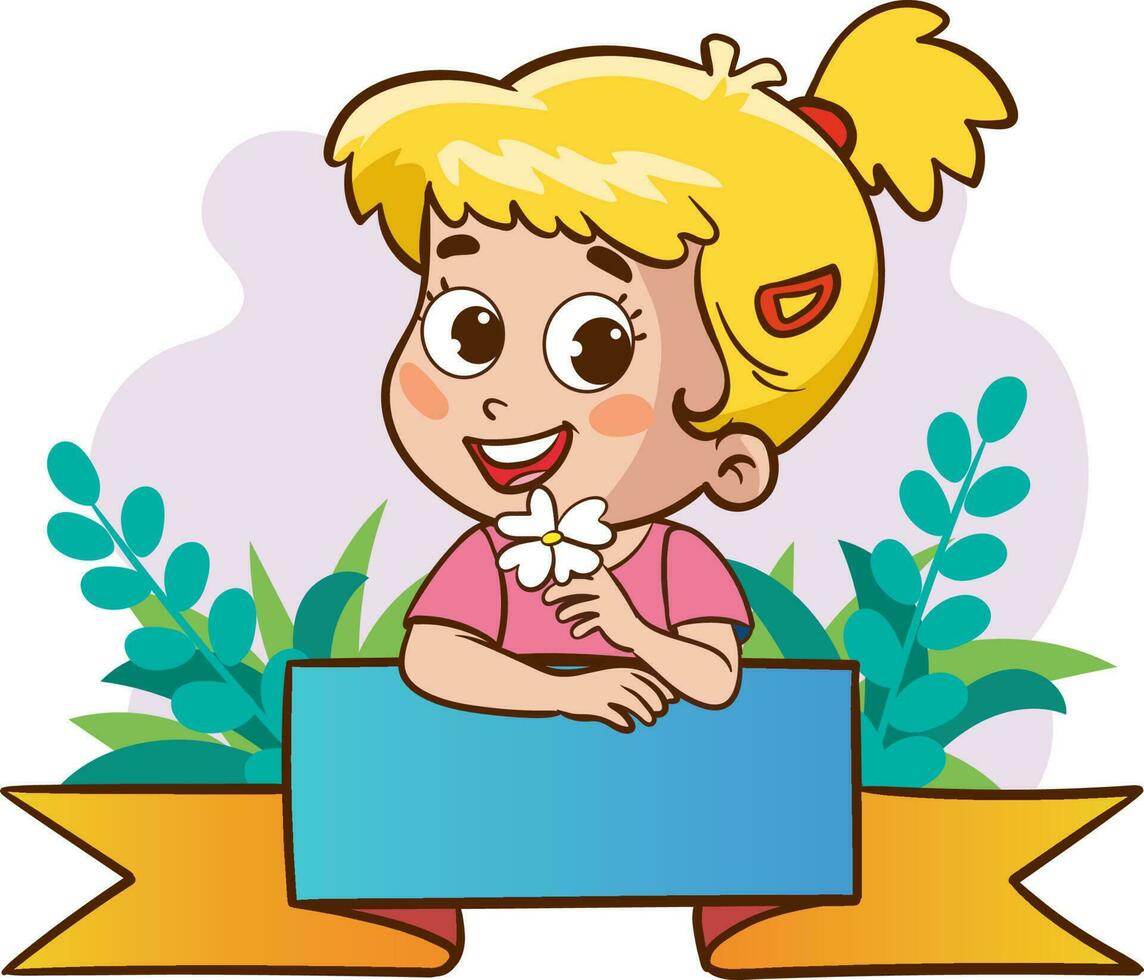 cute little kids with a banner vector