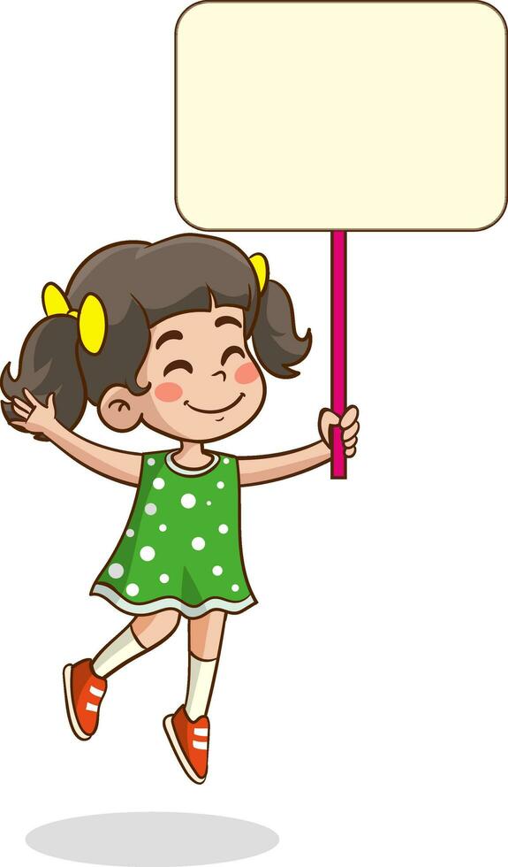 little Funny Children Holding Blank Placard vector