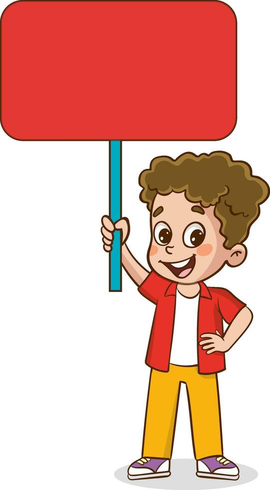 little Funny Children Holding Blank Placard vector