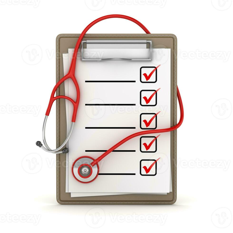 Notepad and Red Stethoscope photo