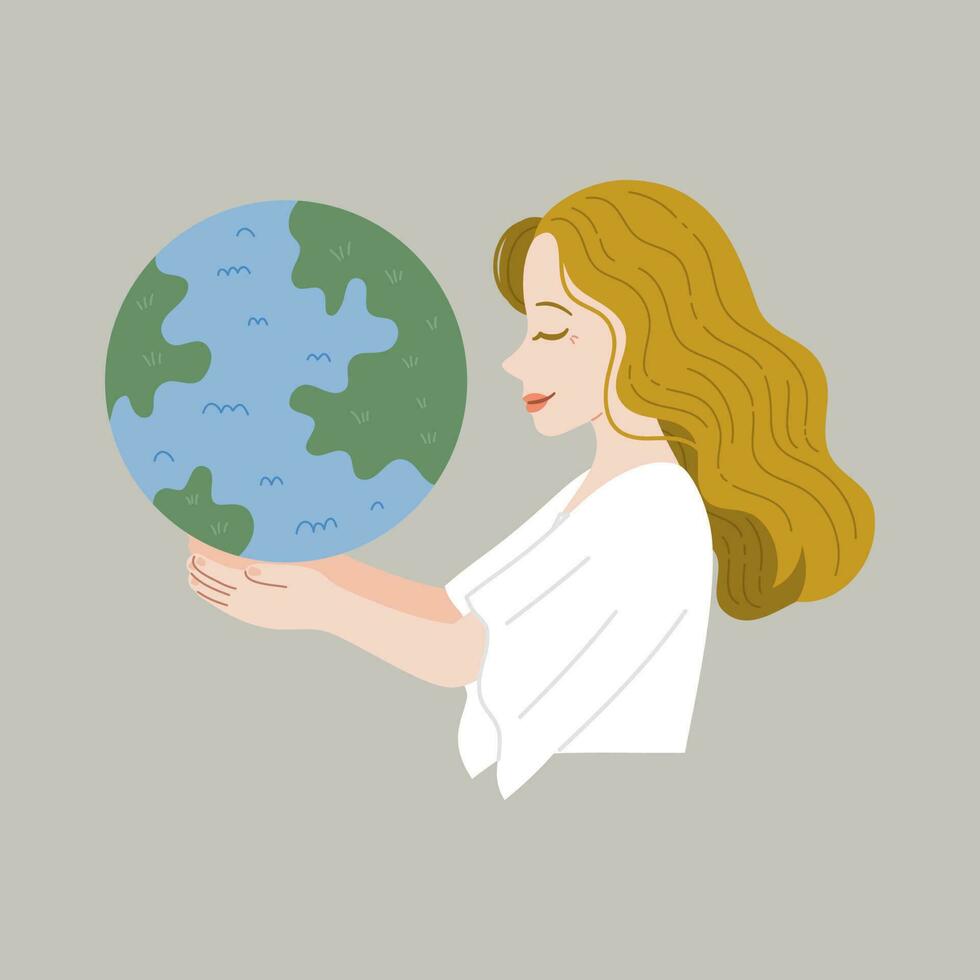 save earth vector flat concept illustration