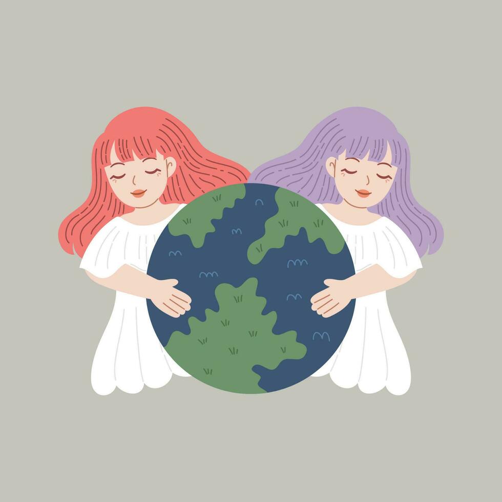save earth vector flat concept illustration