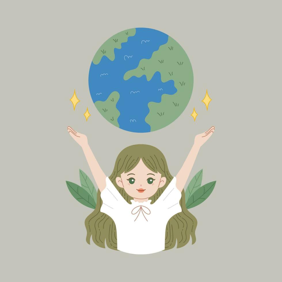 save earth vector flat concept illustration