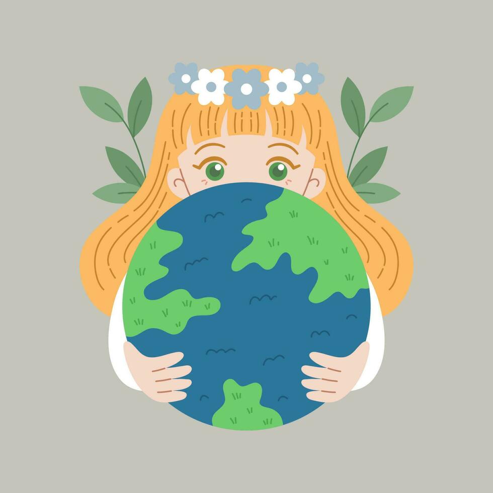 save earth vector flat concept illustration