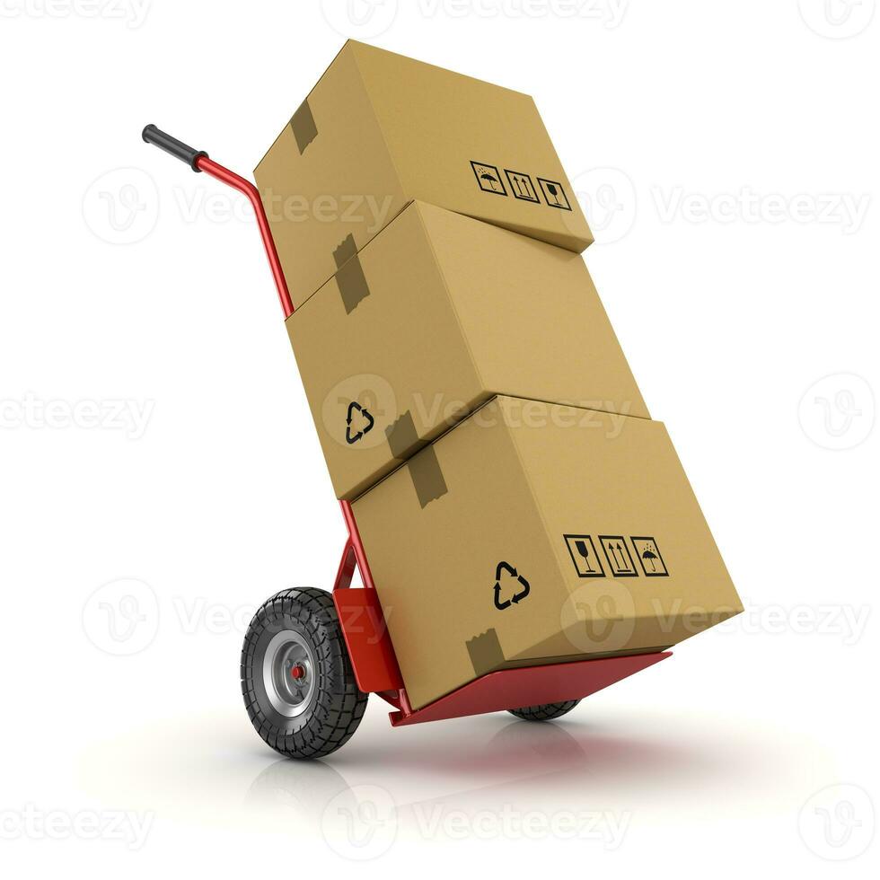 Hand Truck and Cardboard Package photo