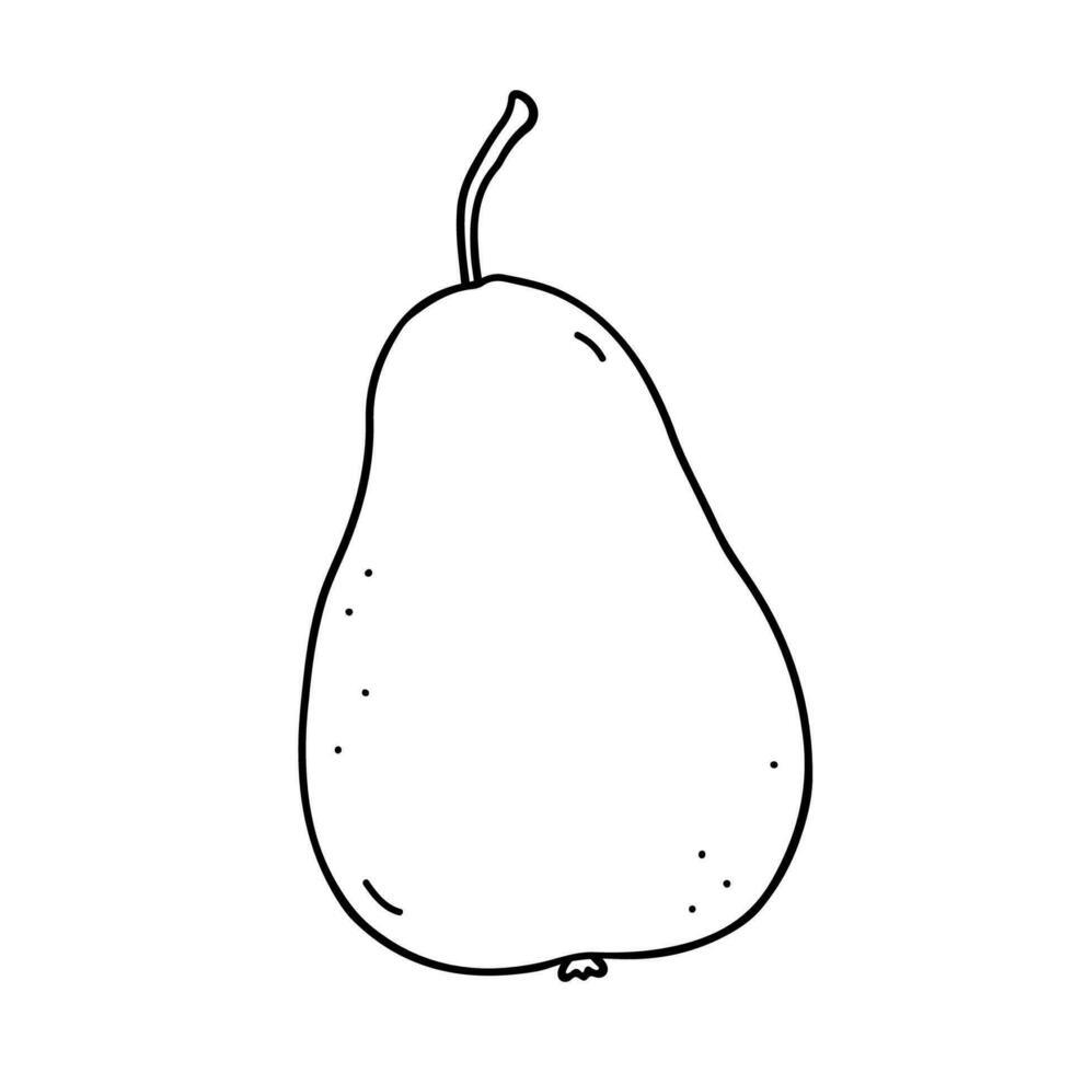 Pear isolated on white background. Vector hand-drawn illustration in outline style. Perfect for cards, decorations, logo, menu, recipes, various designs.