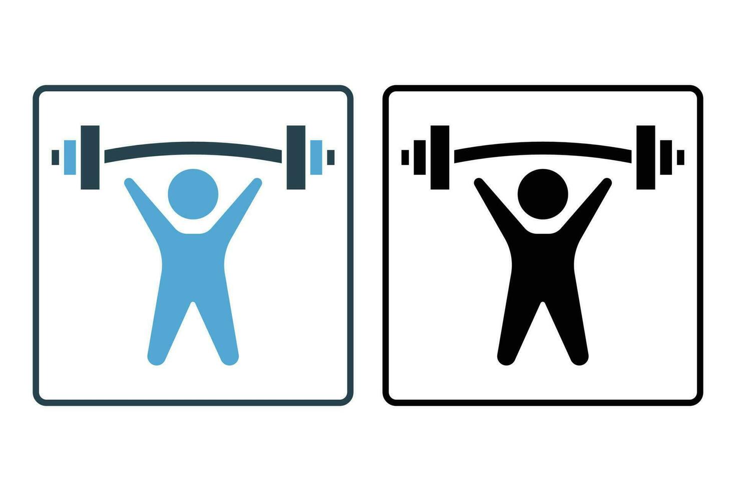 Weightlifter icon. Man lifting barbell. icon related to fitness, healthy living. Solid icon style design. Simple vector design editable