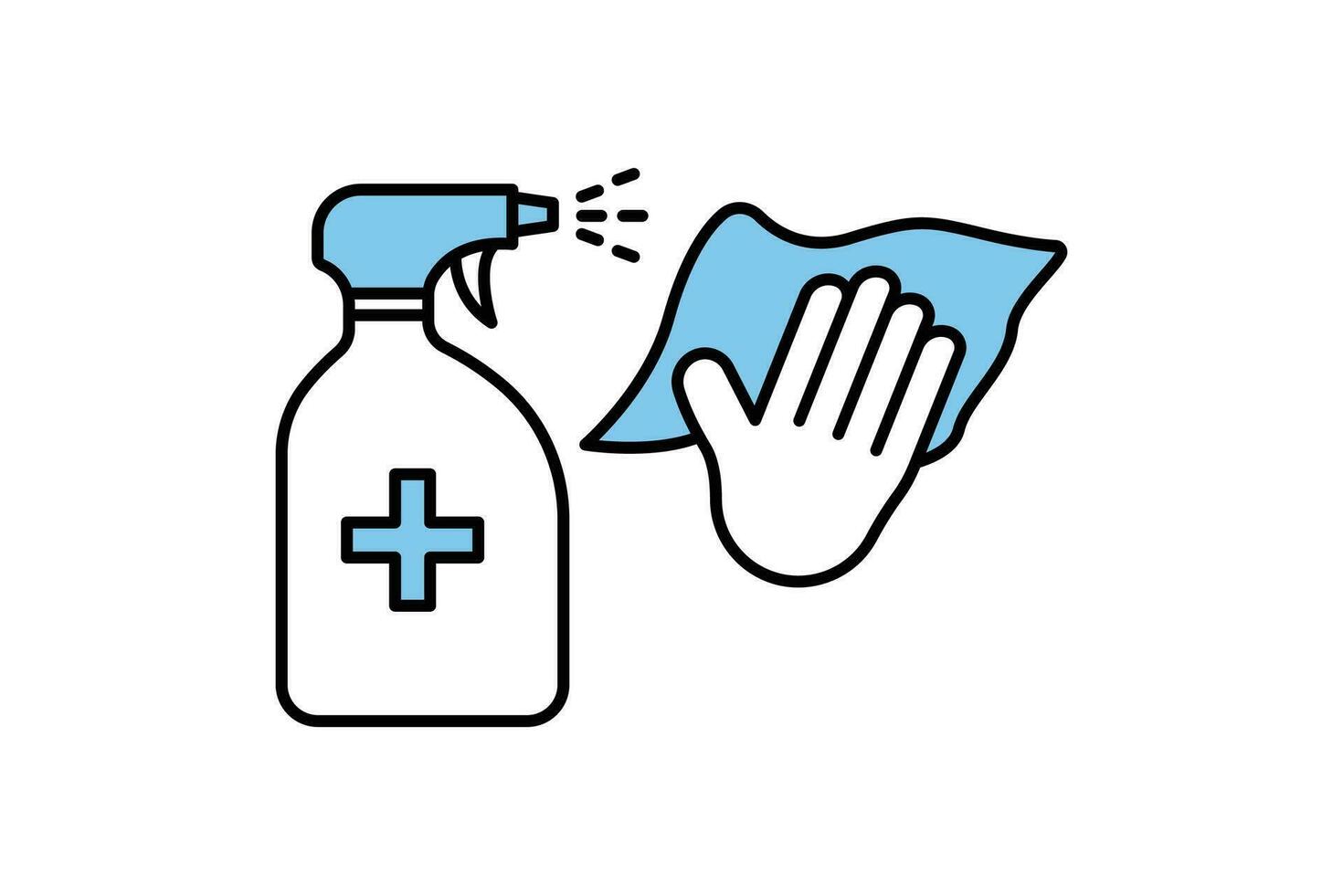 antiseptic spray bottle. element antibacterial disinfect surfaces, wet cleaning. icon related to disinfectant, antiseptic . Line icon style design. Simple vector design editable