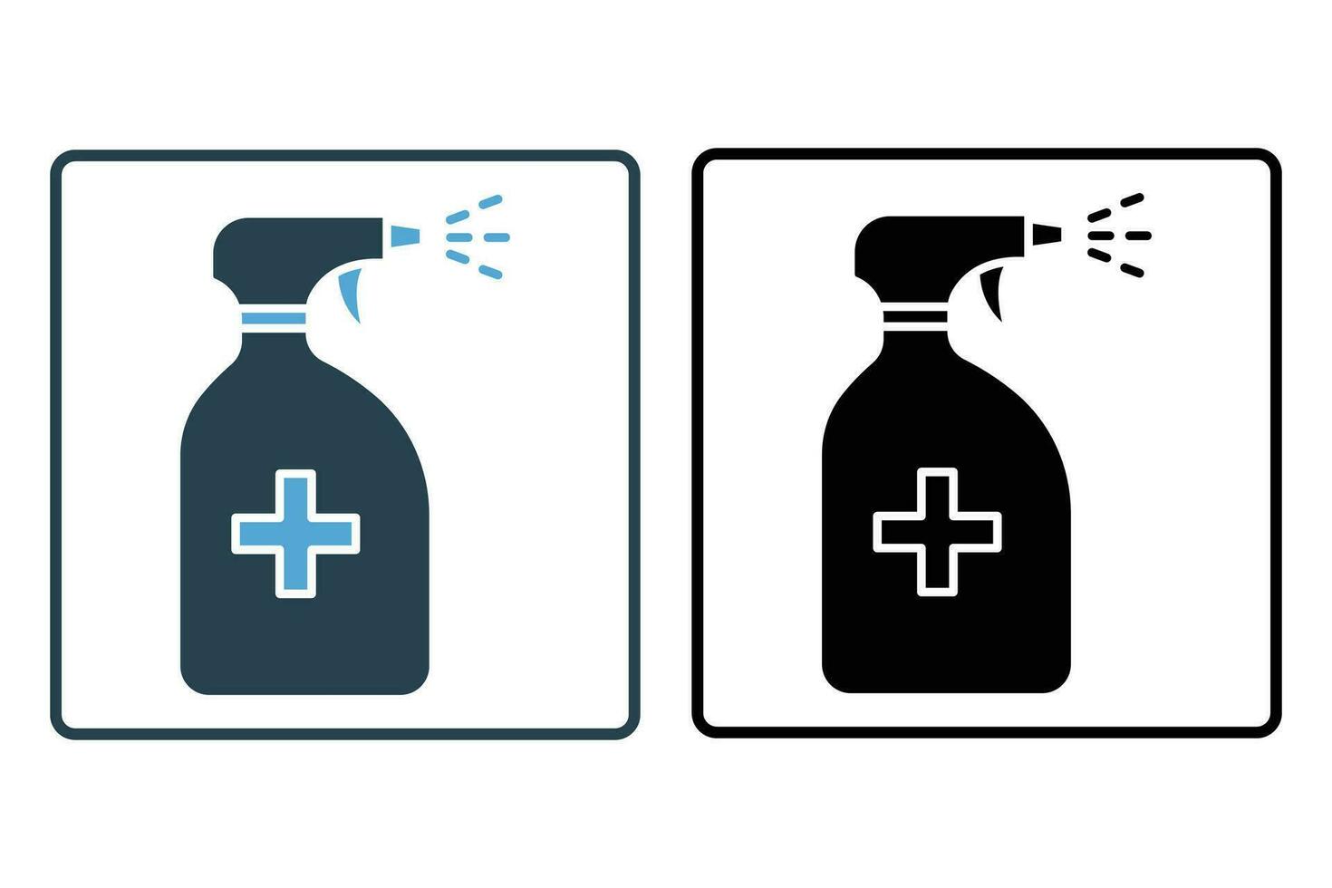 sprayer bottle icon. spray drops. icon related to disinfectant, antiseptic. Solid icon style design. Simple vector design editable