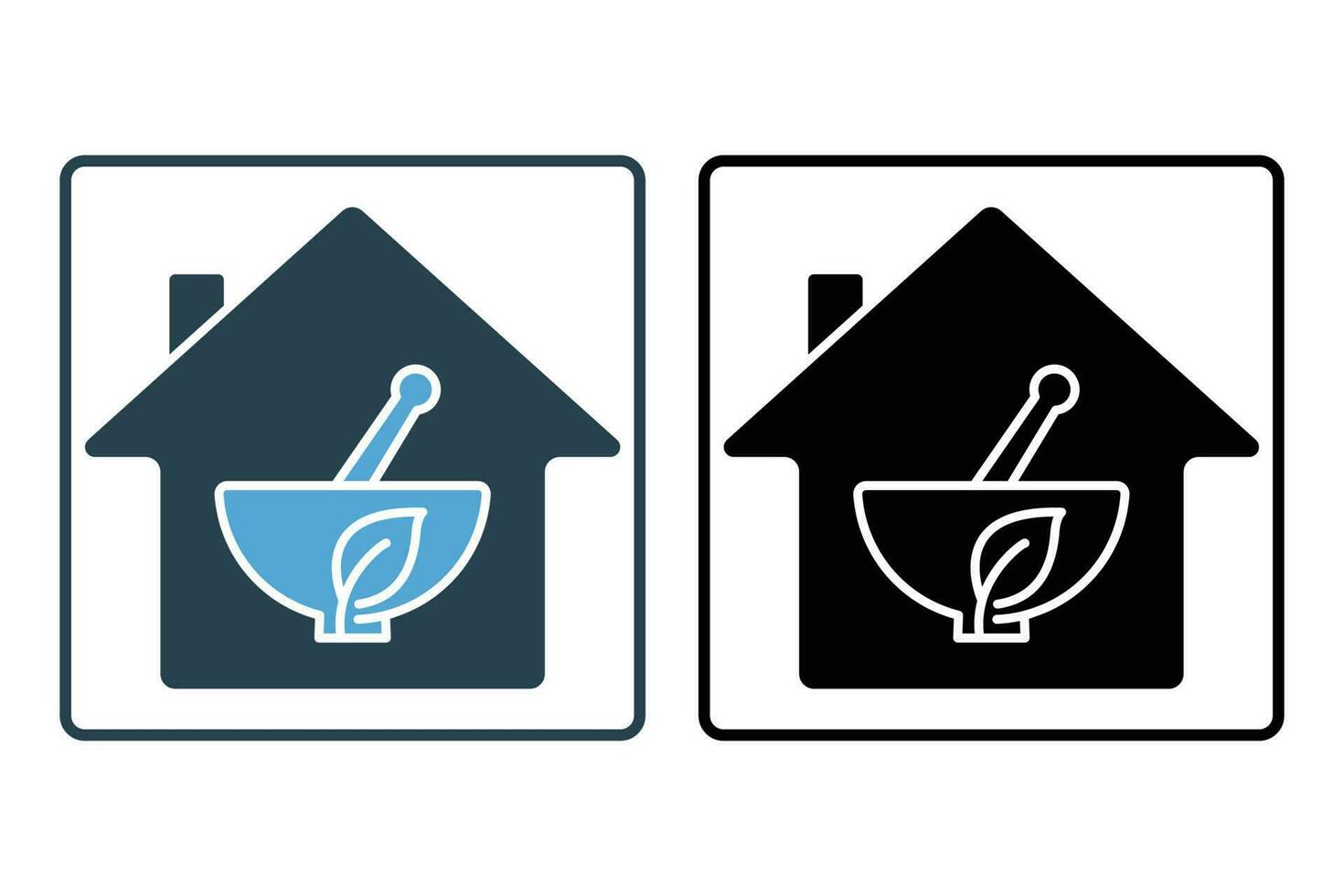 herbal medicine icon. leaves in house. icon related to herbal medicine house, healthy house. Solid icon style design. Simple vector design editable