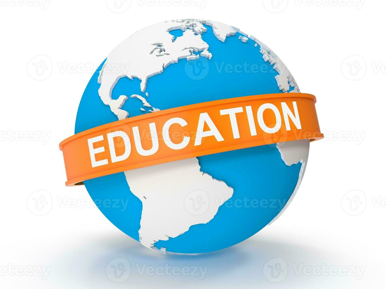 Blue World Map and Education Text photo