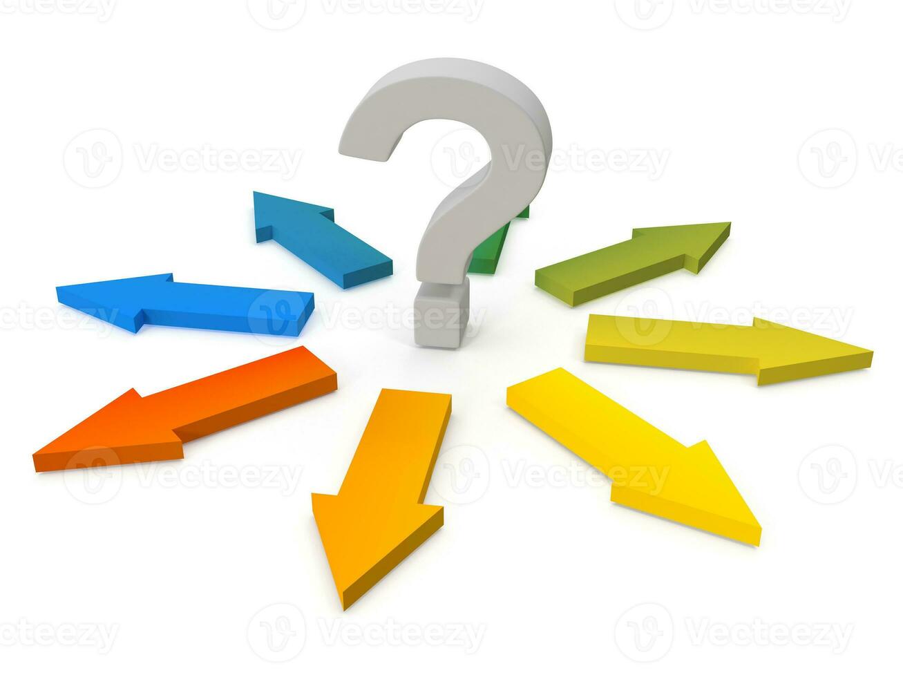 Question Mark and Colorful Arrows photo