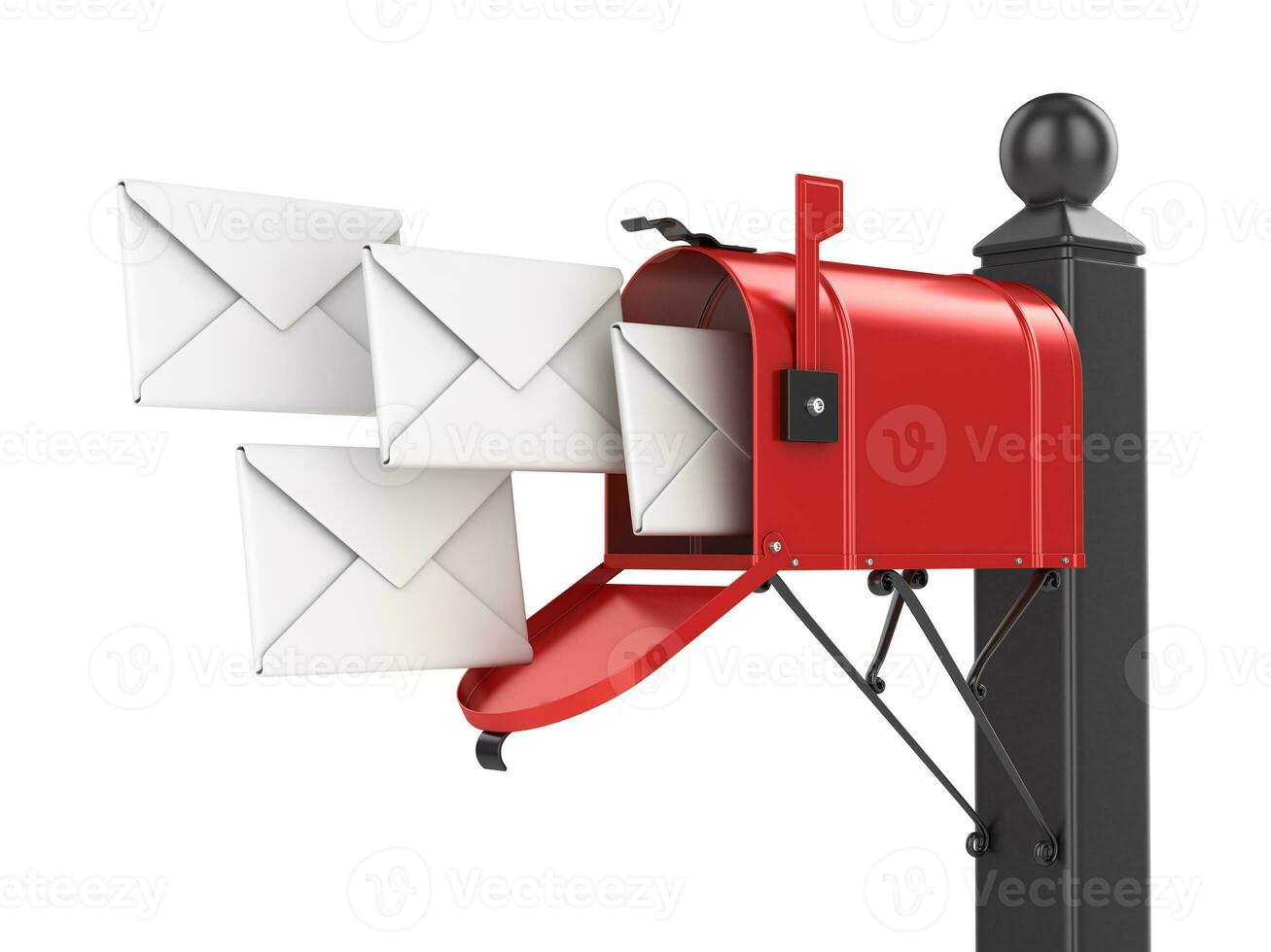 Red mailbox with letters photo