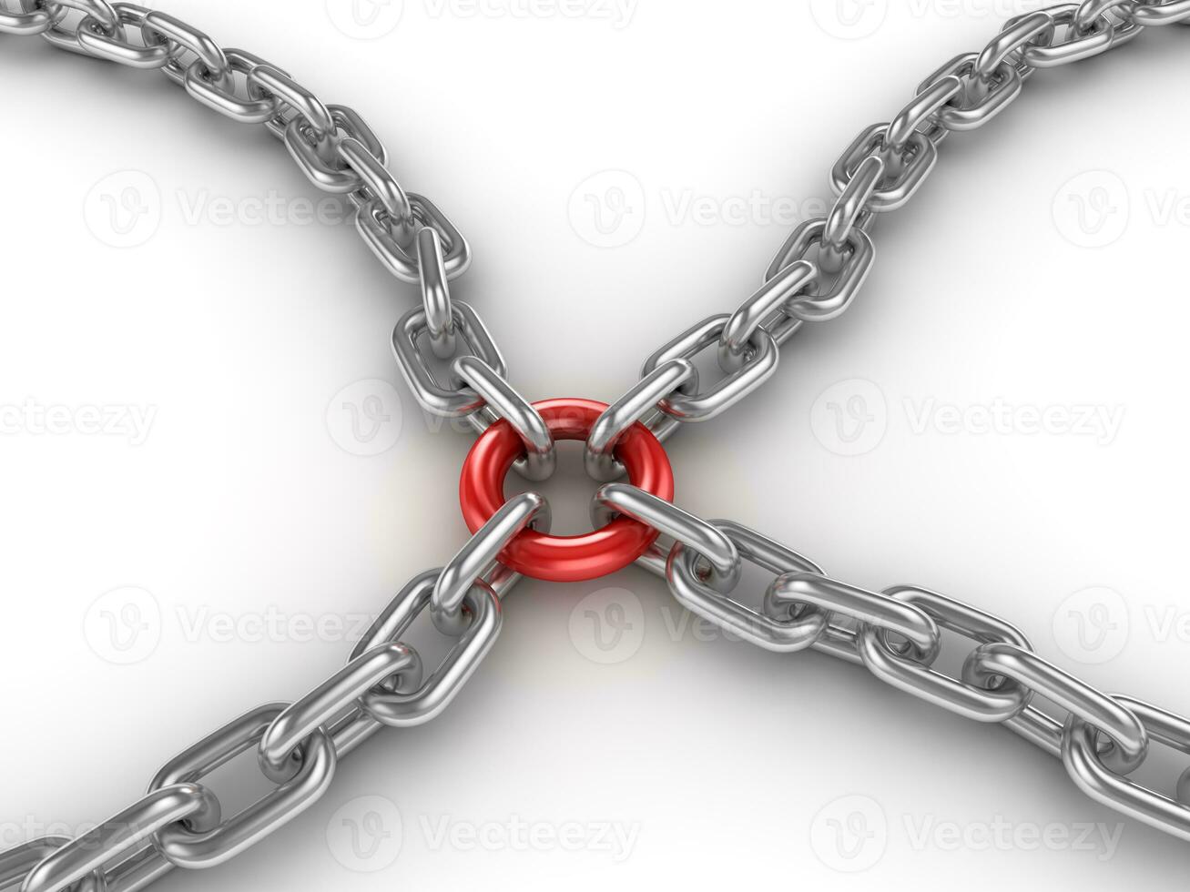 Chain fastened by a red ring photo
