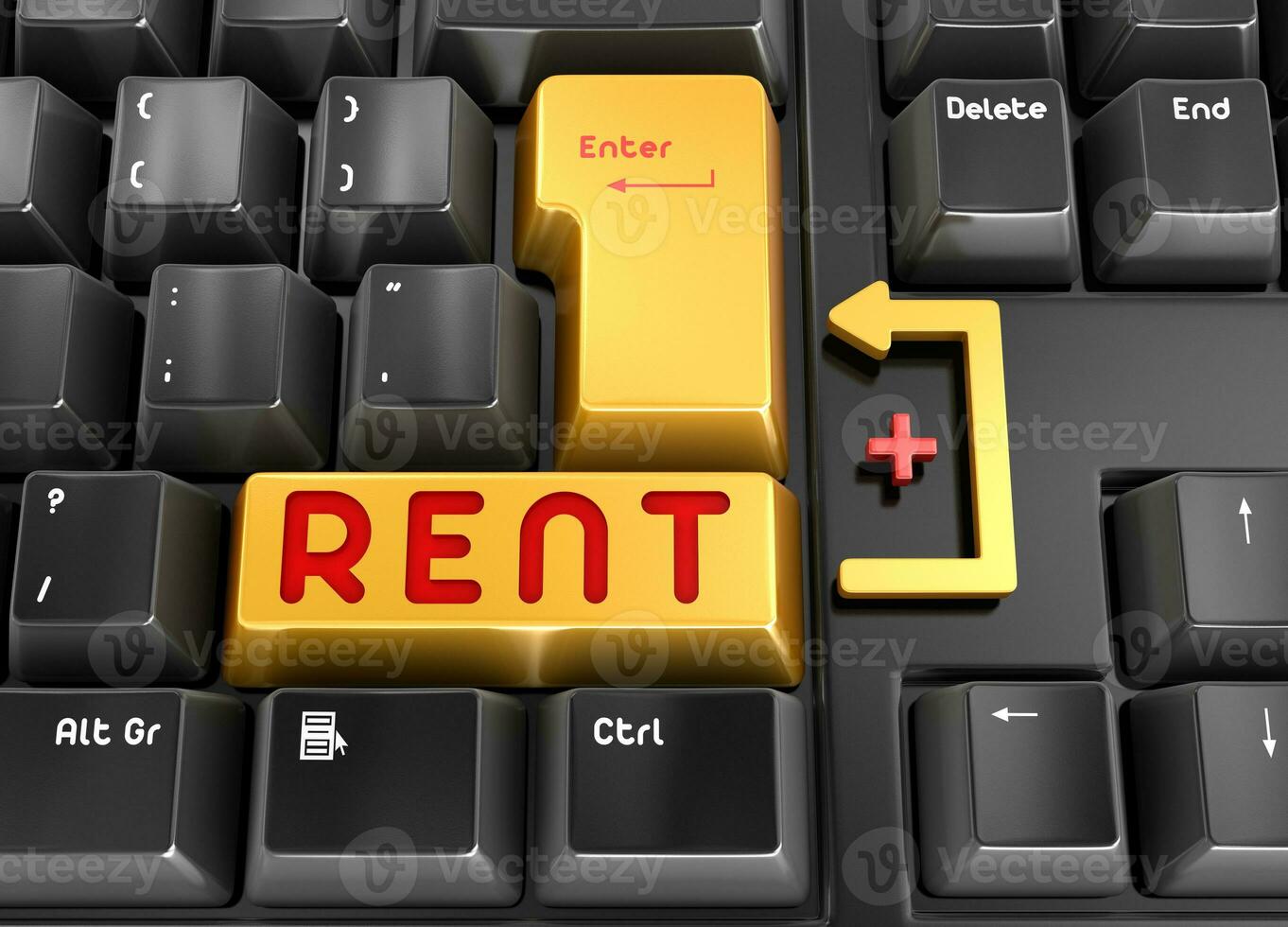 Rent button 3d Render photo