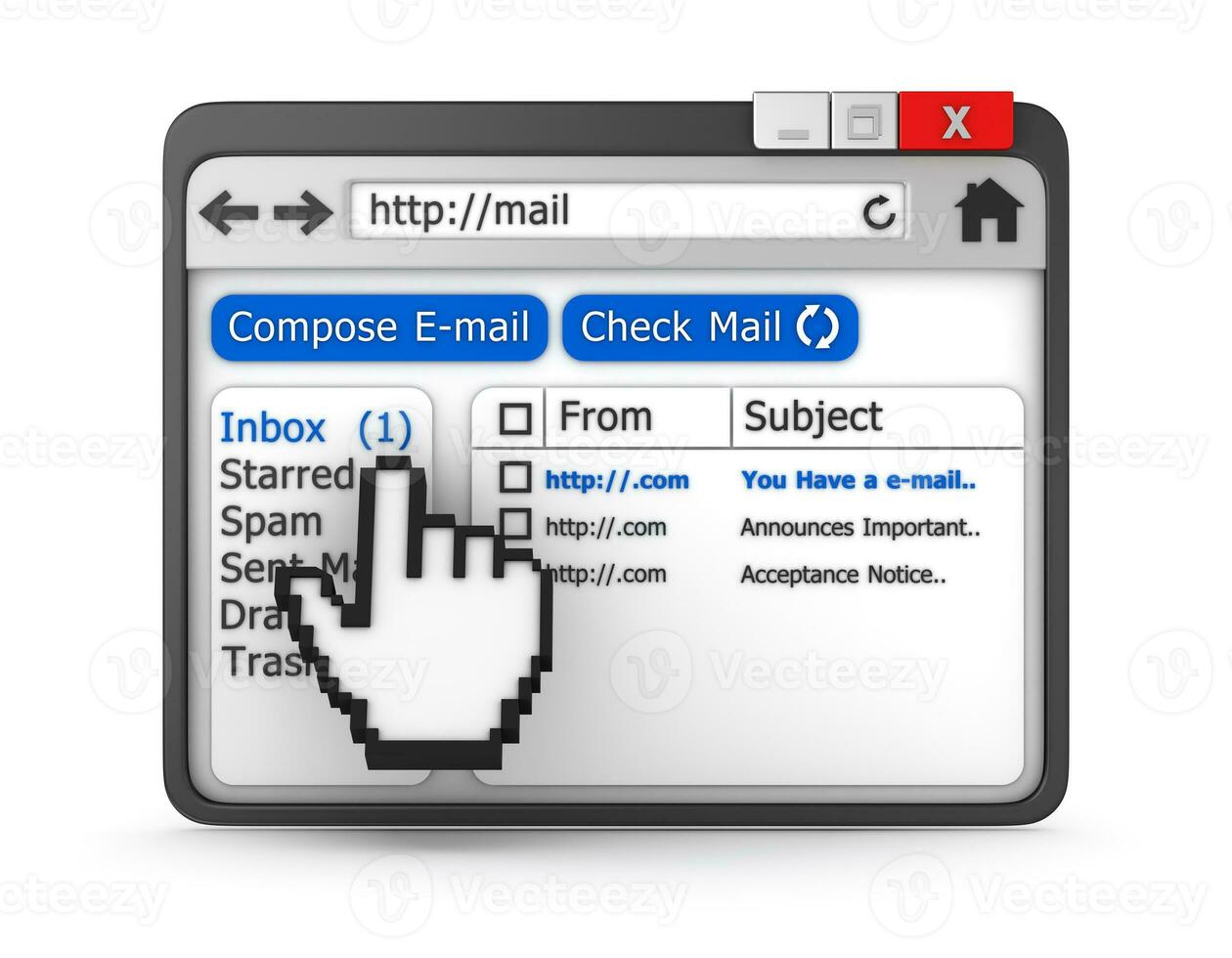 Inbox concept 3d Render photo