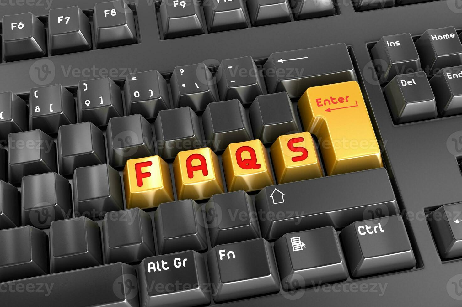 Faqs button 3d Render photo