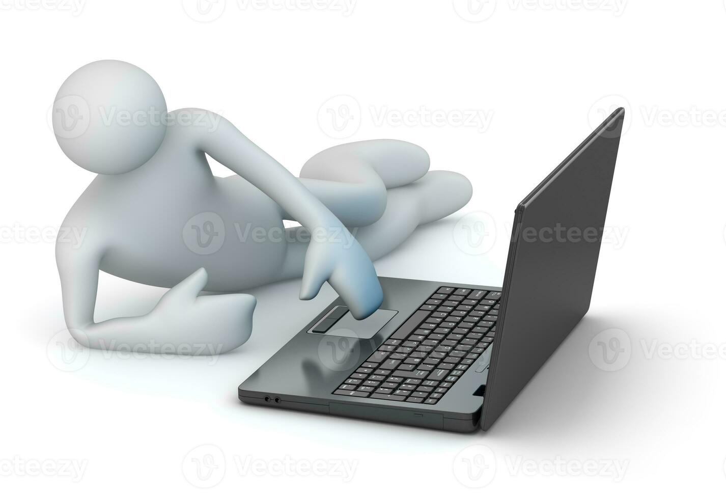Man with Laptop 3d Render photo