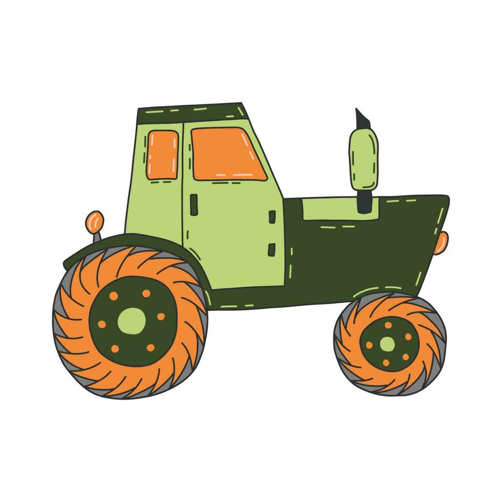 Tractor. Transport for agriculture. Vector hand drawn