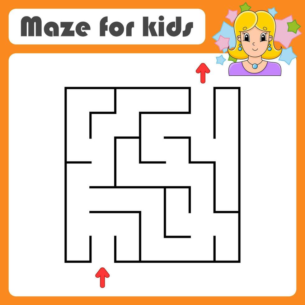 Abstract maze. Game for kids. Puzzle for children. cartoon style. Labyrinth conundrum. Find the right path. Cute character. Vector illustration.