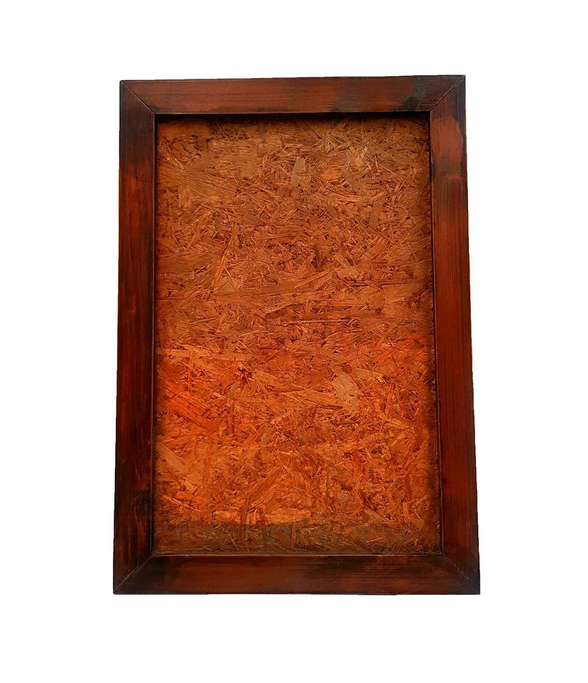Brown wooden frame isolated on white background with clipping path or make selection. Mockup object and wood picture frame photo