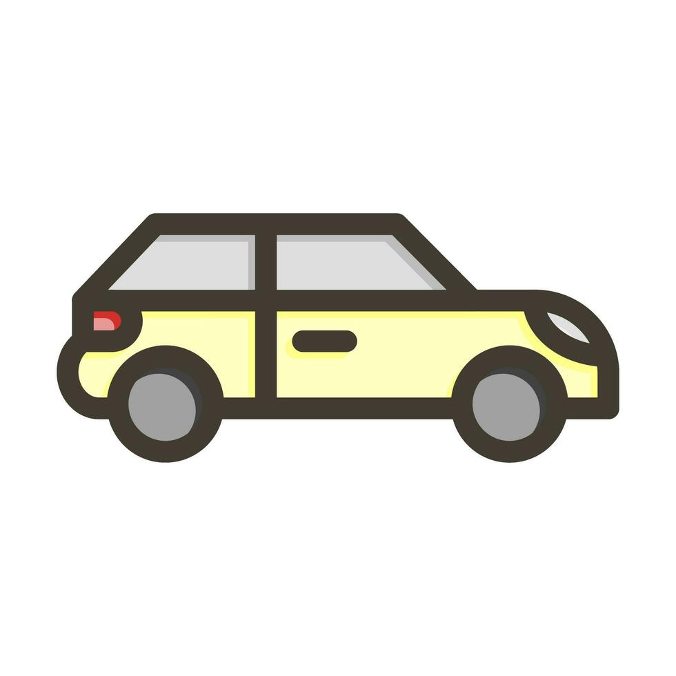 Car Vector Thick Line Filled Colors Icon Design