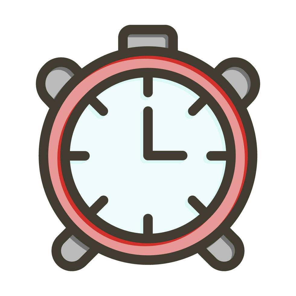Alarm Clock Vector Thick Line Filled Colors Icon Design