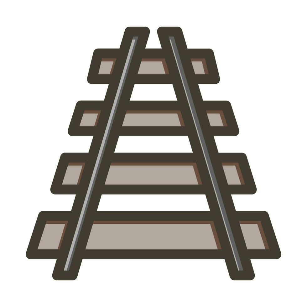 Train Tracks Vector Thick Line Filled Colors Icon Design