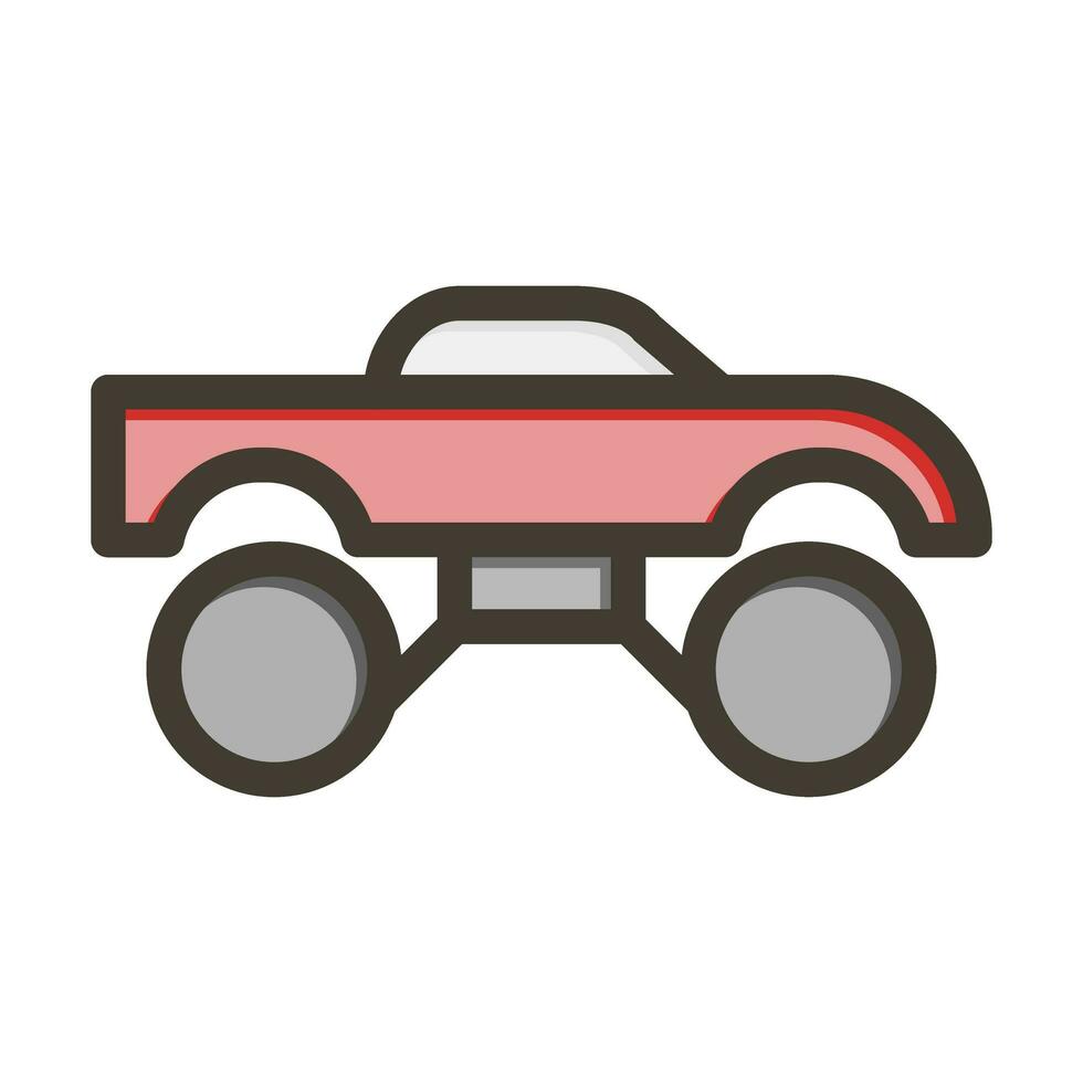 Monster Truck Vector Thick Line Filled Colors Icon Design