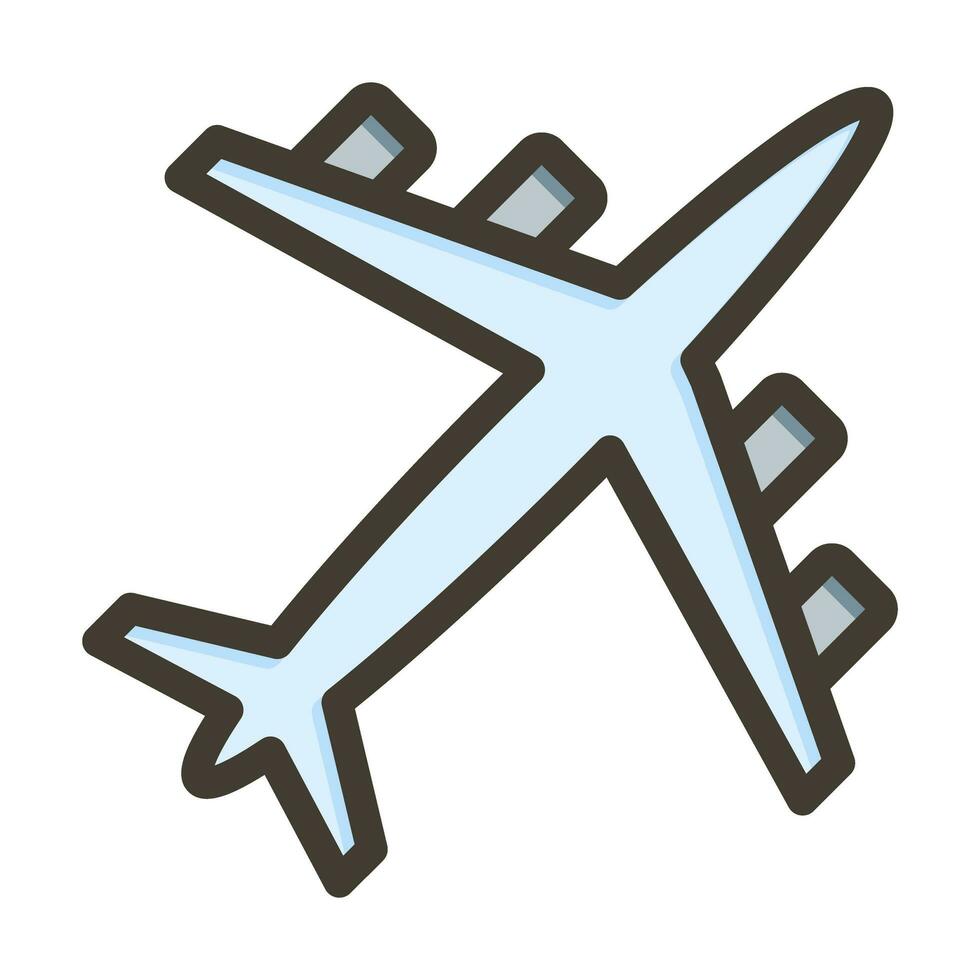 Flying Airplane Vector Thick Line Filled Colors Icon Design