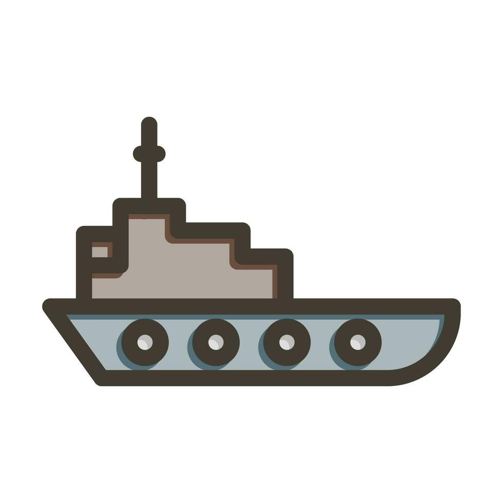 Ship Vector Thick Line Filled Colors Icon Design