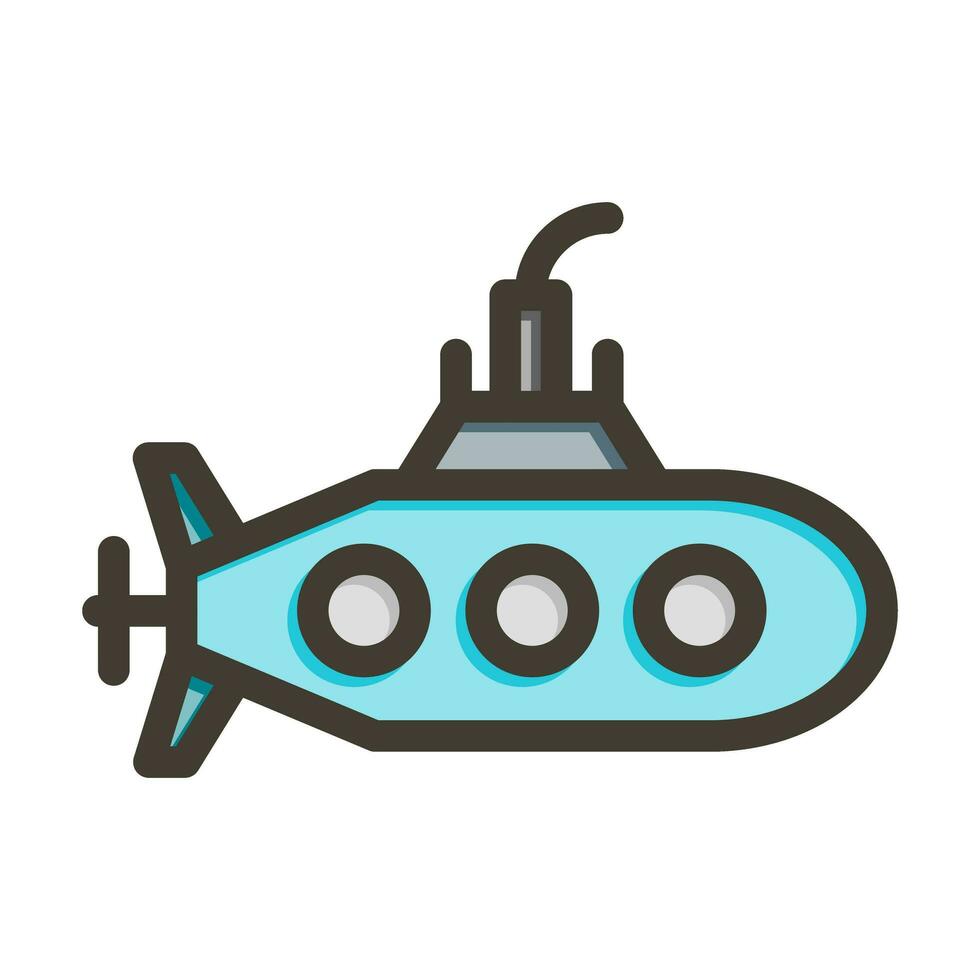 Submarine Vector Thick Line Filled Colors Icon Design